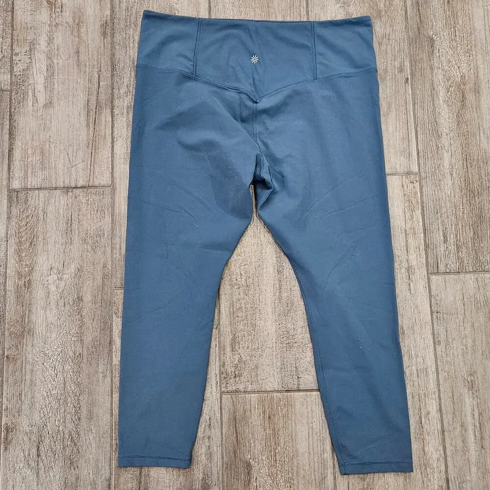 Athleta Tea‎ Dye 7/8 Tight Leggings Womens Size XL Blue High Rise Activewear Gym
